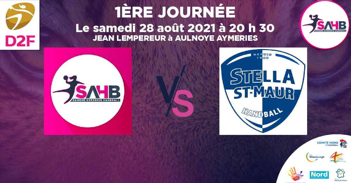 Division 2 Féminine handball, SAMBRE AVESNOIS VS STELLA SAINT-MAUR - JEAN LEMPEREUR à AULNOYE AYMERIES à 20 h 30