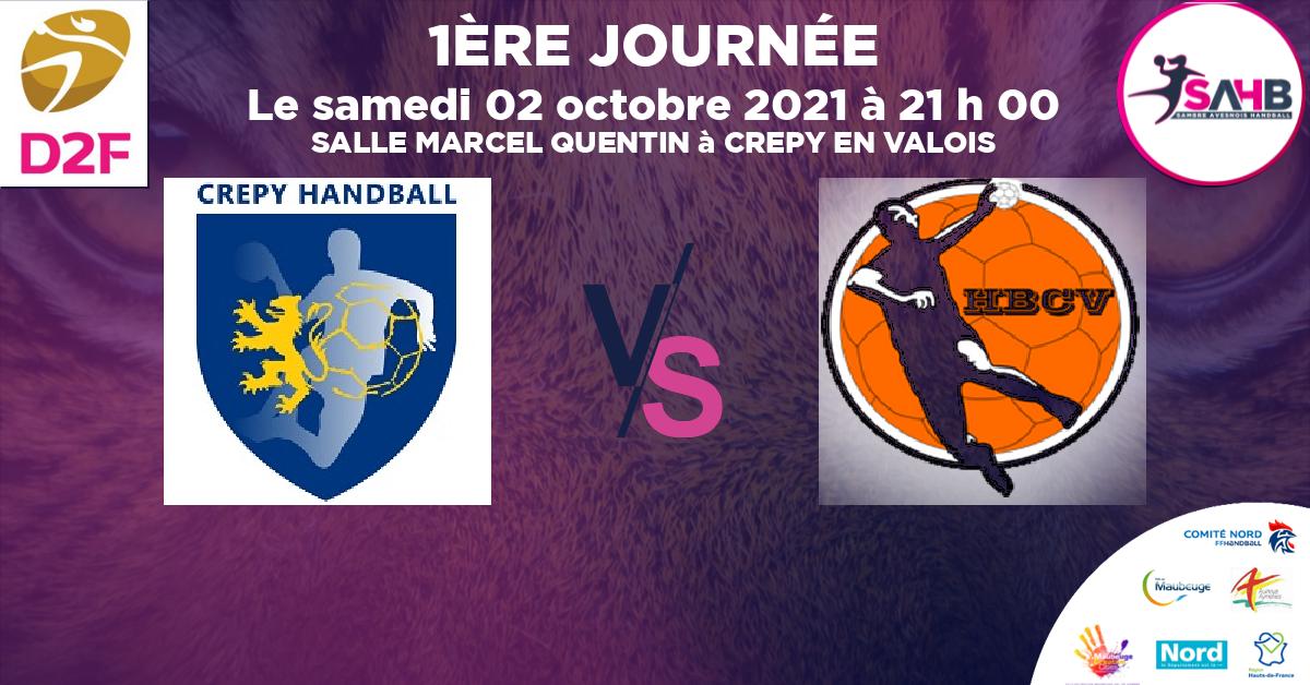 Nationale 3 féminine handball, CREPY EN VALOIS VS VILLERS SAINT PAUL - SALLE MARCEL QUENTIN à CREPY EN VALOIS à 21 h 00