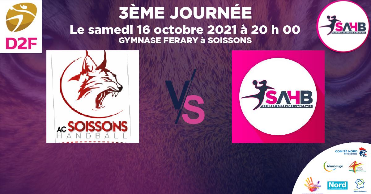 Nationale 3 féminine handball, SOISSONS VS SAMBRE AVESNOIS - GYMNASE FERARY à SOISSONS à 20 h 00