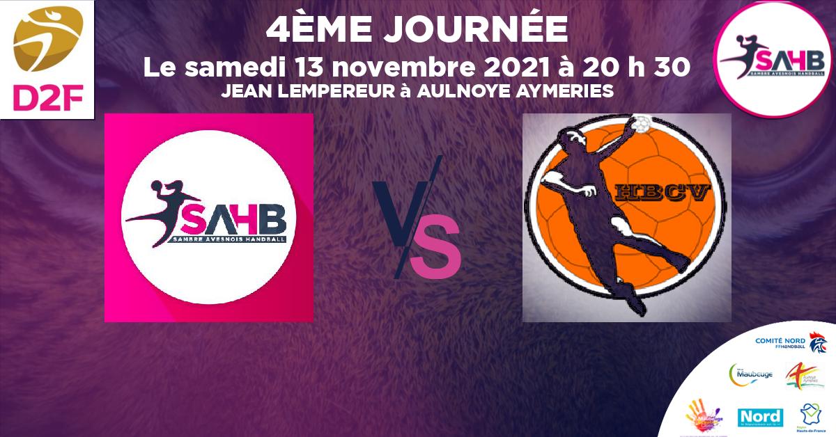 Nationale 3 féminine handball, SAMBRE AVESNOIS VS VILLERS SAINT PAUL - JEAN LEMPEREUR à AULNOYE AYMERIES à 20 h 30