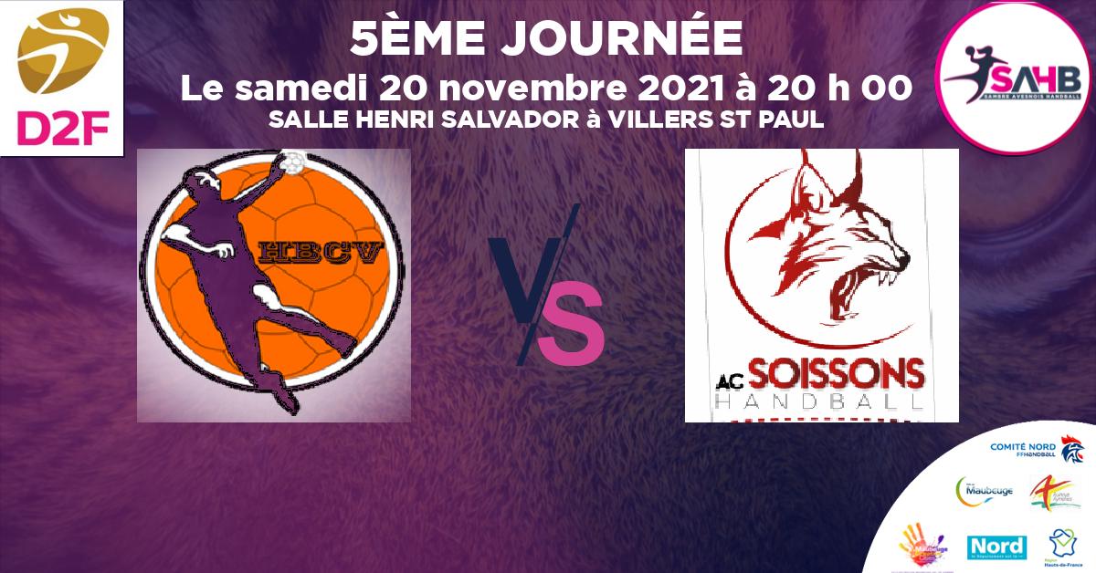 Nationale 3 féminine handball, VILLERS SAINT PAUL VS SOISSONS - SALLE HENRI SALVADOR à VILLERS ST PAUL à 20 h 00