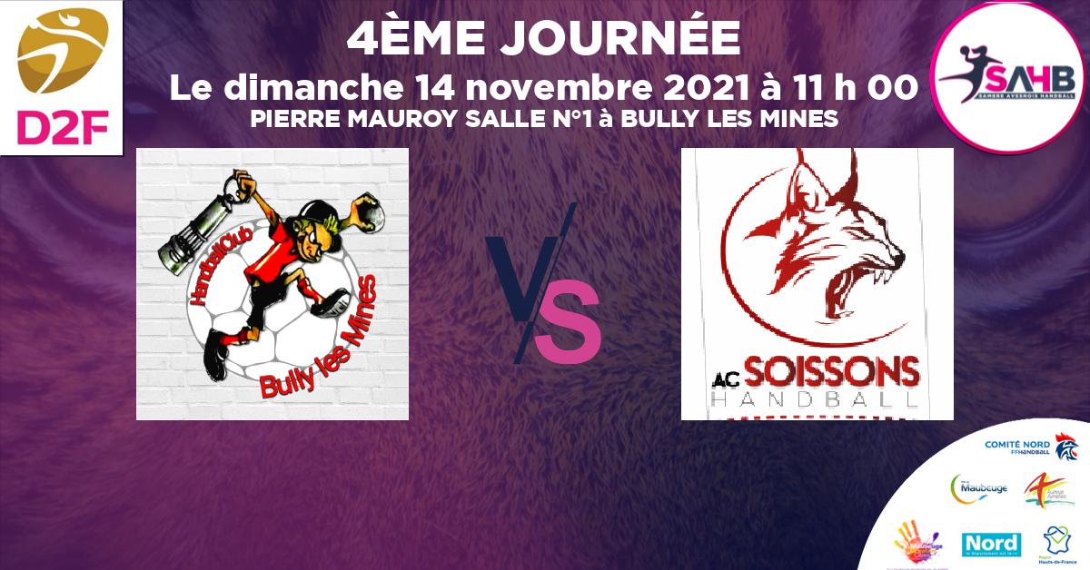 Moins de 18 ans Féminine - Région handball, BULLY LES MINES VS SOISSONS - PIERRE MAUROY SALLE N°1 à BULLY LES MINES à 11 h 00