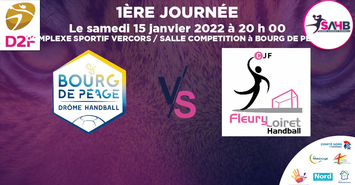 Coupe de FRANCE Nationale Féminine handball, BOURG DE PEAGE DROME VS FLEURY LOIRET - COMPLEXE SPORTIF VERCORS / SALLE COMPETITION à BOURG DE PEAGE à 20 h 00