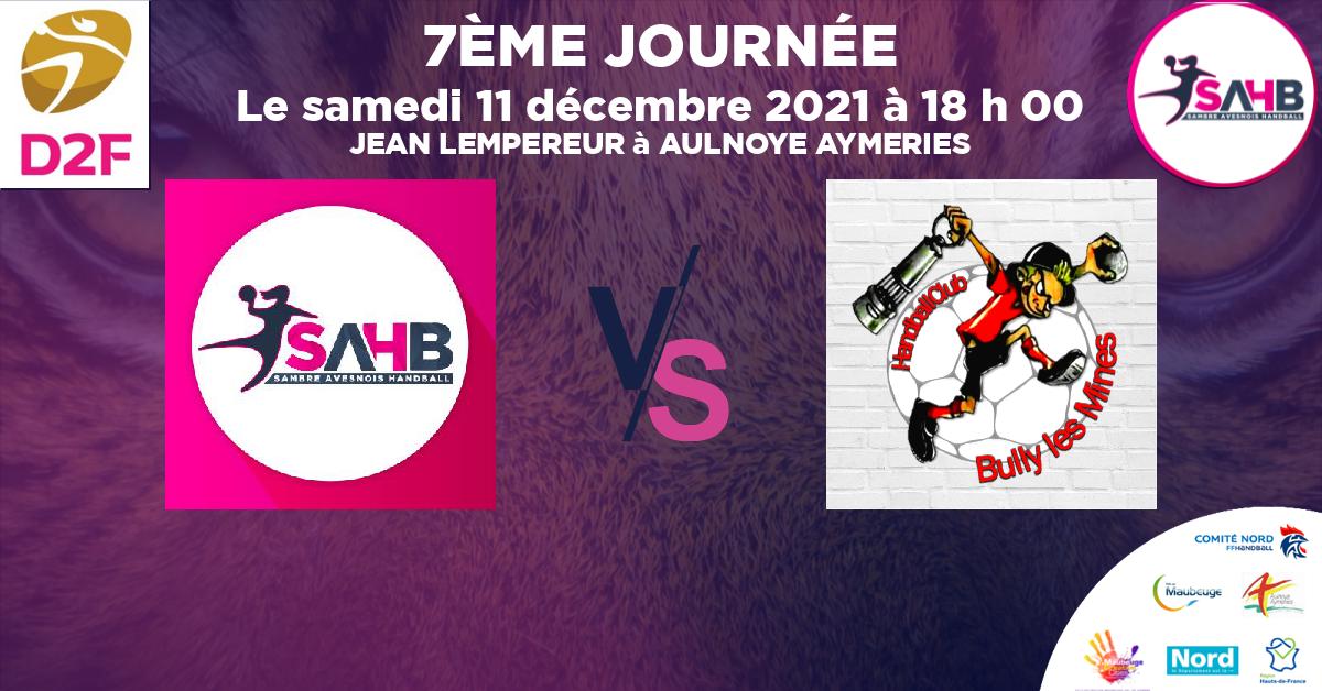 Moins de 18 ans Féminine - Région handball, SAMBRE AVESNOIS VS BULLY LES MINES - JEAN LEMPEREUR à AULNOYE AYMERIES à 18 h 00