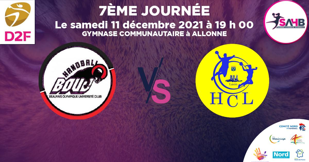 Nationale 3 féminine handball, BEAUVAIS VS LAON - GYMNASE COMMUNAUTAIRE à ALLONNE à 19 h 00