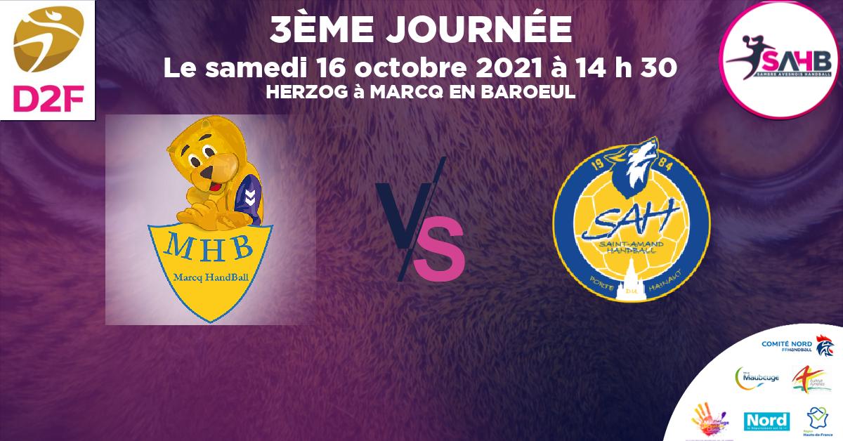 Moins de 13 ans Féminine - Département handball, MARCQ EN BAROEUL VS ST AMAND LES EAUX - HERZOG à MARCQ EN BAROEUL à 14 h 30