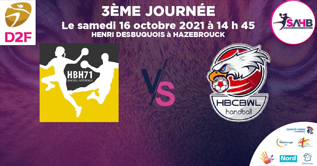 Moins de 13 ans Féminine - Département handball, HAZEBROUCK 71 VS BOUSBECQUE - WERVICQ - HENRI DESBUQUOIS à HAZEBROUCK à 14 h 45