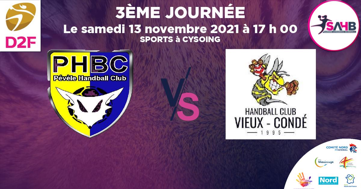 Moins de 18 ans Féminine - Département handball, VILLENEUVE D'ASCQ - PEVELE VS VIEUX CONDE - SPORTS à CYSOING à 17 h 00