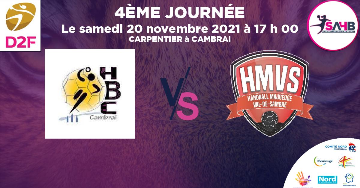 Moins de 18 ans Féminine - Département handball, CAMBRAI VS MAUBEUGE VAL DE SAMBRE - CARPENTIER à CAMBRAI à 17 h 00