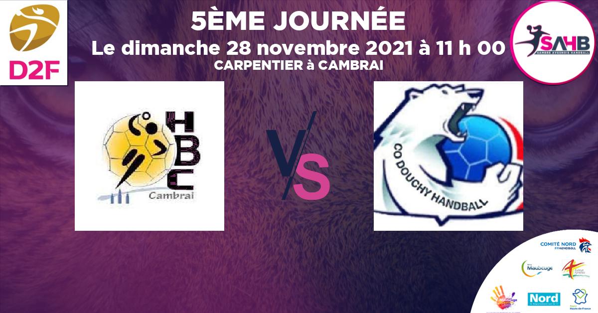Moins de 18 ans Féminine - Département handball, CAMBRAI VS DOUCHY - CARPENTIER à CAMBRAI à 11 h 00