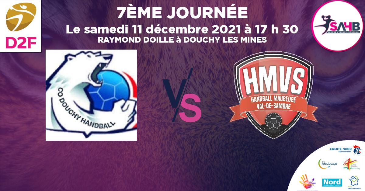 Moins de 18 ans Féminine - Département handball, DOUCHY VS MAUBEUGE VAL DE SAMBRE - RAYMOND DOILLE à DOUCHY LES MINES à 17 h 30