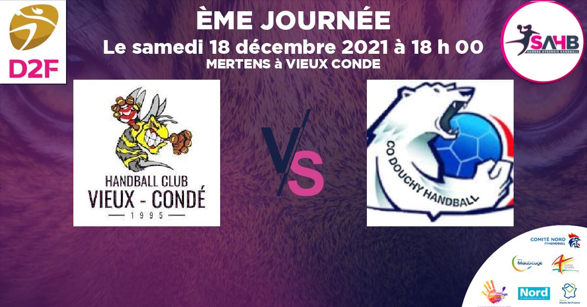 Moins de 18 ans Féminine - Département handball, VIEUX CONDE VS DOUCHY - MERTENS à VIEUX CONDE à 18 h 00