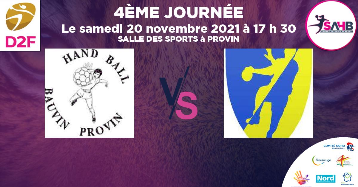 Moins de 18 ans Féminine - Département handball, BAUVIN - PROVIN VS GRANDE SYNTHE - SALLE DES SPORTS à PROVIN à 17 h 30