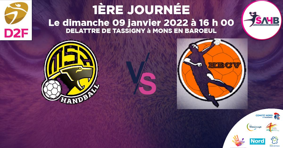 Nationale 3 féminine handball, MON'S'PORT VS VILLERS SAINT PAUL - DELATTRE DE TASSIGNY à MONS EN BAROEUL à 16 h 00