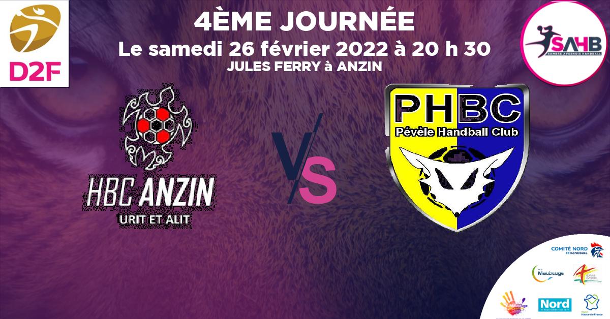 Nationale 3 féminine handball, ANZIN VS VILLENEUVE D'ASCQ - PEVELE - JULES FERRY à ANZIN à 20 h 30