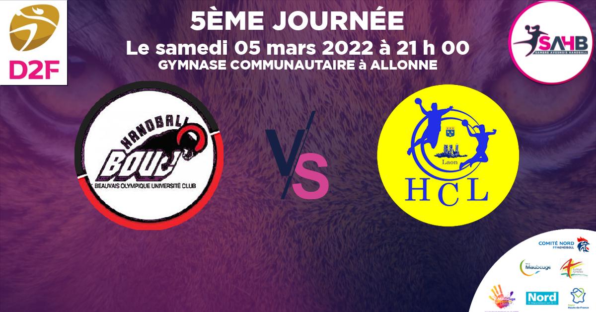 Nationale 3 féminine handball, BEAUVAIS VS LAON - GYMNASE COMMUNAUTAIRE à ALLONNE à 21 h 00
