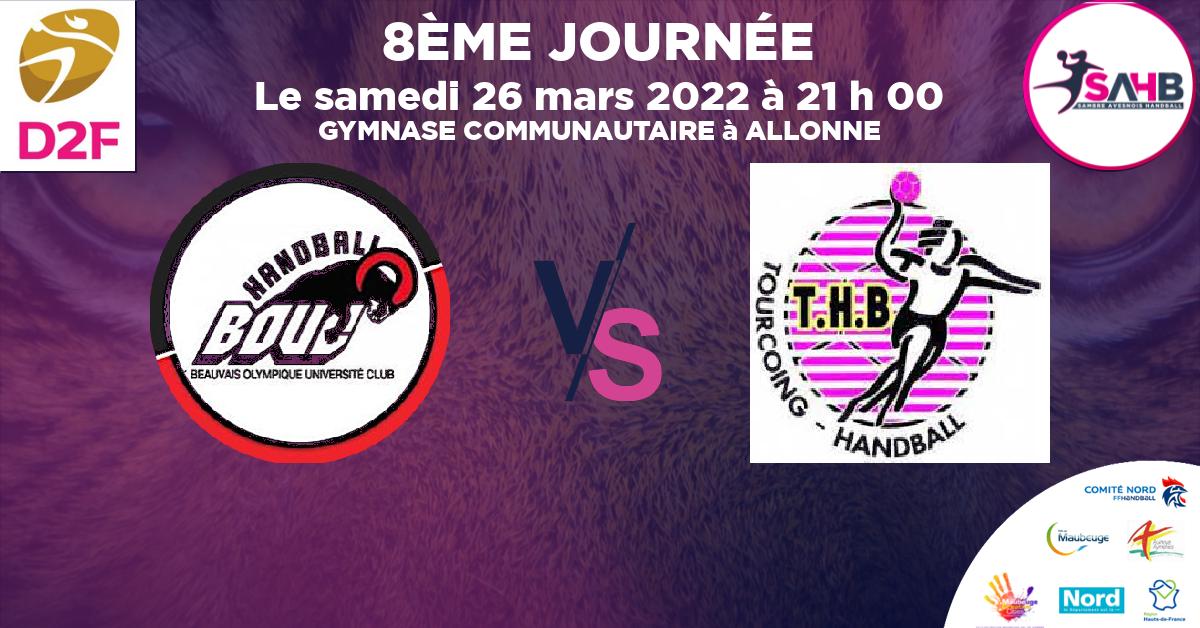 Nationale 3 féminine handball, BEAUVAIS VS TOURCOING - GYMNASE COMMUNAUTAIRE à ALLONNE à 21 h 00
