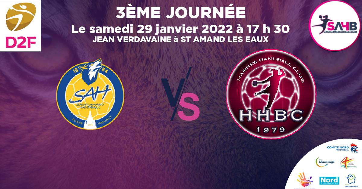 Moins de 18 ans Féminine - Région handball, ST AMAND LES EAUX VS HARNES - JEAN VERDAVAINE à ST AMAND LES EAUX à 17 h 30