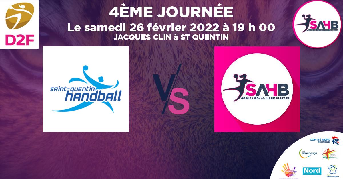 Nationale 3 féminine handball, SAINT QUENTIN VS SAMBRE AVESNOIS - JACQUES CLIN à ST QUENTIN à 19 h 00