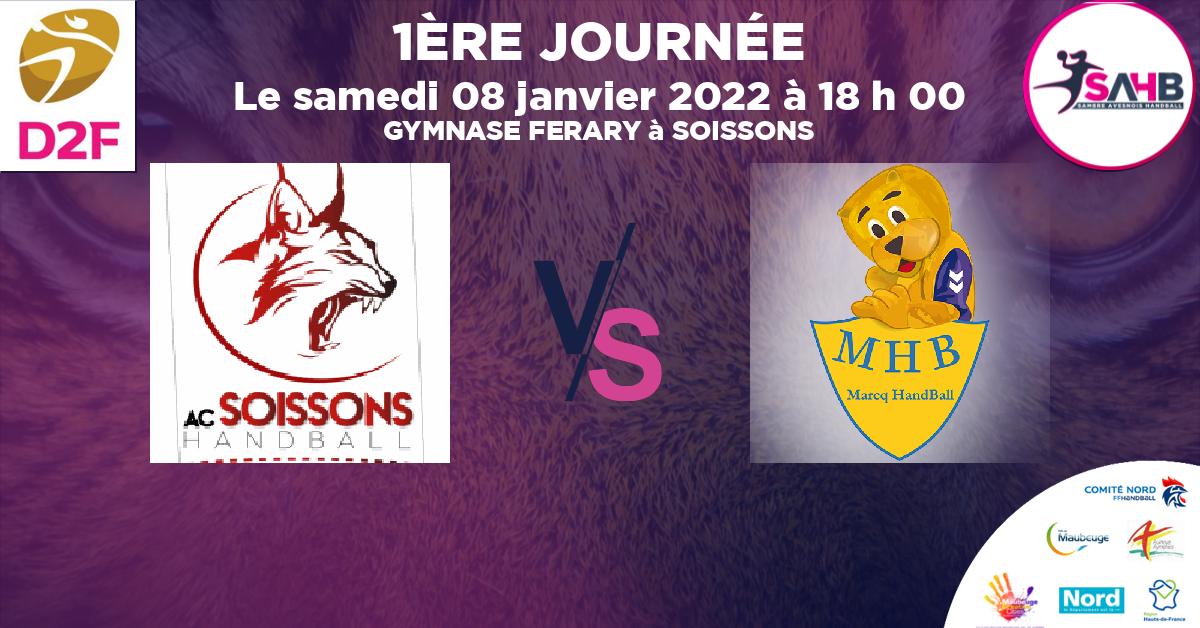 Moins de 18 ans Féminine - Région handball, SOISSONS VS MARCQ - WATTRELOS - GYMNASE FERARY à SOISSONS à 18 h 00