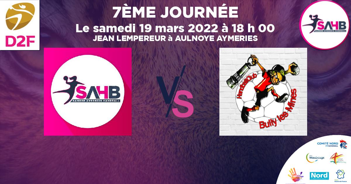 Moins de 15 ans Féminine - Région handball, SAMBRE AVESNOIS VS BULLY LES MINES - JEAN LEMPEREUR à AULNOYE AYMERIES à 18 h 00