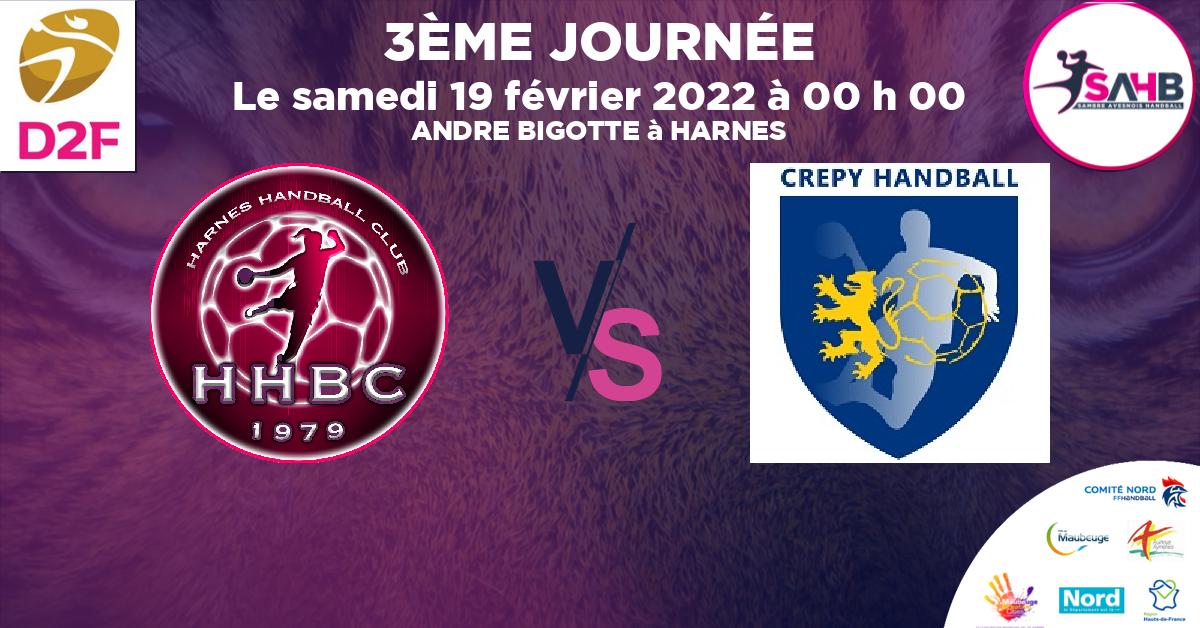 Nationale 3 féminine handball, HARNES VS CREPY EN VALOIS - ANDRE BIGOTTE à HARNES à 00 h 00