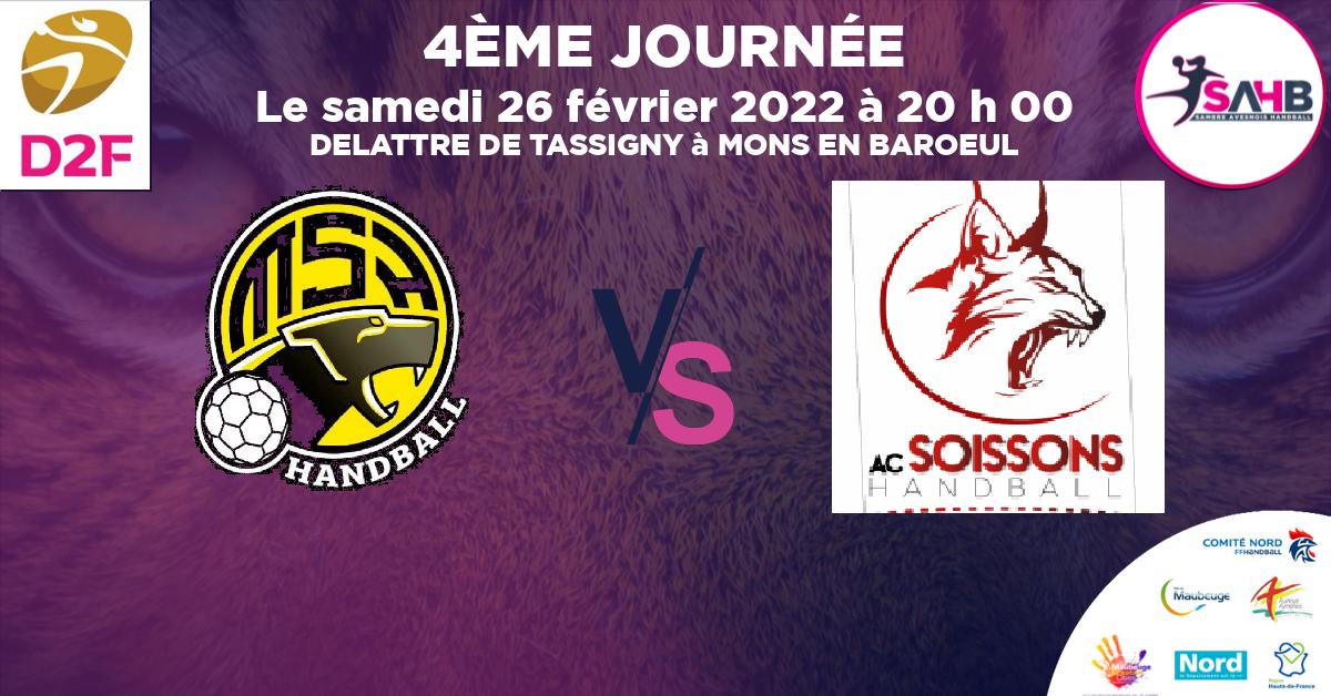 Nationale 3 féminine handball, MON'S'PORT VS SOISSONS - DELATTRE DE TASSIGNY à MONS EN BAROEUL à 20 h 00
