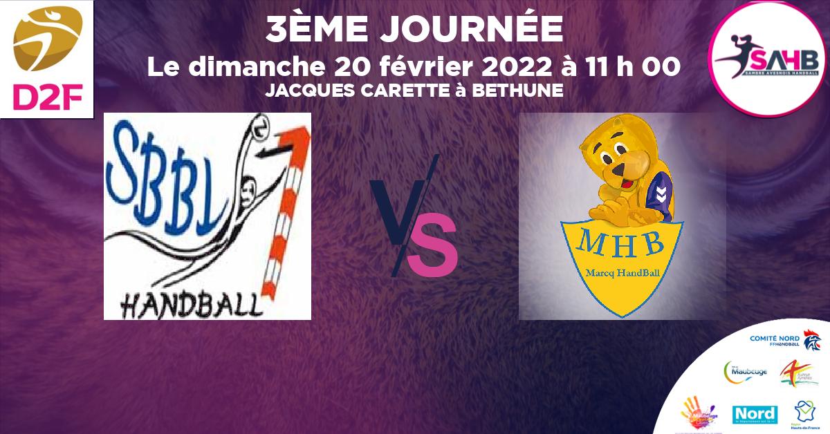 Moins de 18 ans Féminine - Région handball, BRUAY LA BUISSIERE VS MARCQ - WATTRELOS - JACQUES CARETTE à BETHUNE à 11 h 00