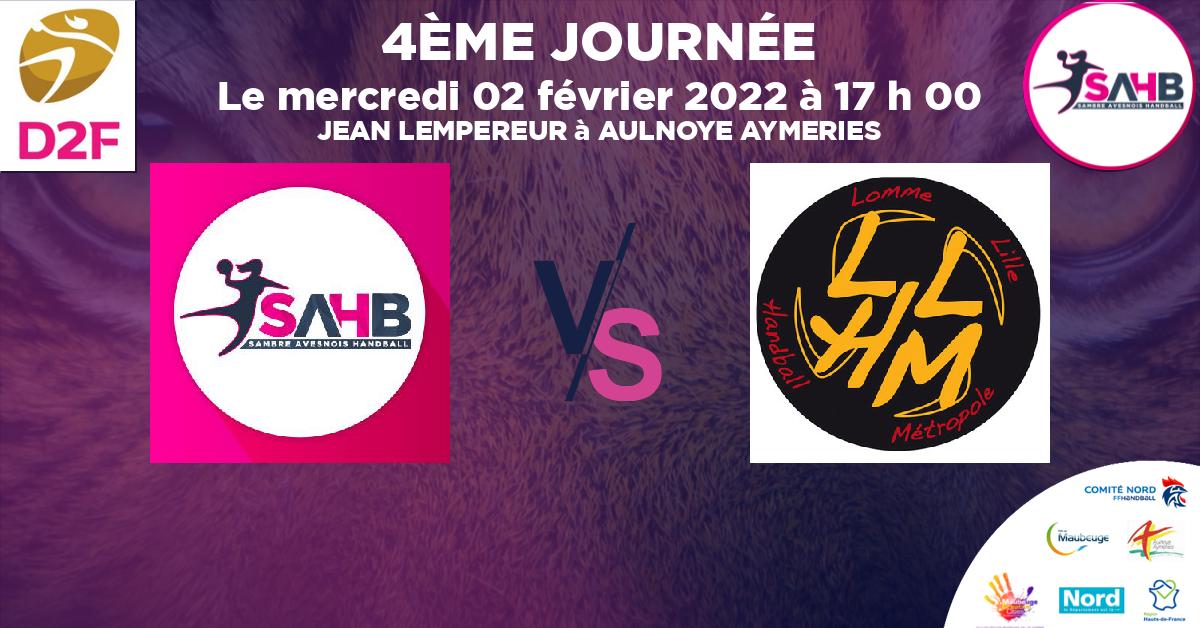 Moins de 15 ans Féminine - Région handball, SAMBRE AVESNOIS VS LOMME - JEAN LEMPEREUR à AULNOYE AYMERIES à 17 h 00