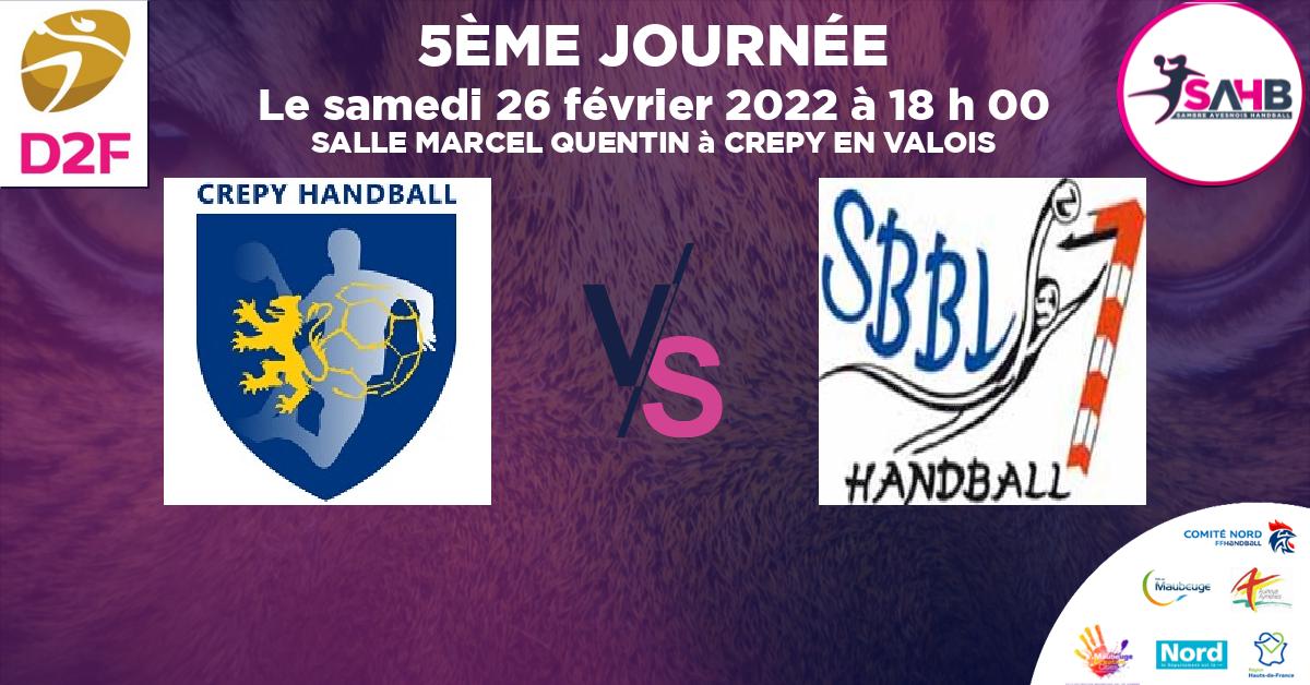 Moins de 15 ans Féminine - Région handball, CREPY EN VALOIS VS BRUAY LA BUISSIERE - SALLE MARCEL QUENTIN à CREPY EN VALOIS à 18 h 00
