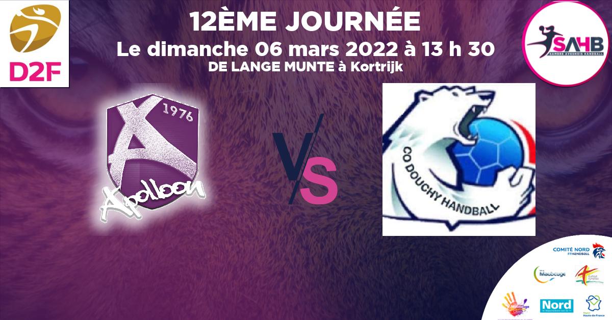 Moins de 18 ans Féminine - Département handball, COURTRAI VS DOUCHY - DE LANGE MUNTE à Kortrijk à 13 h 30
