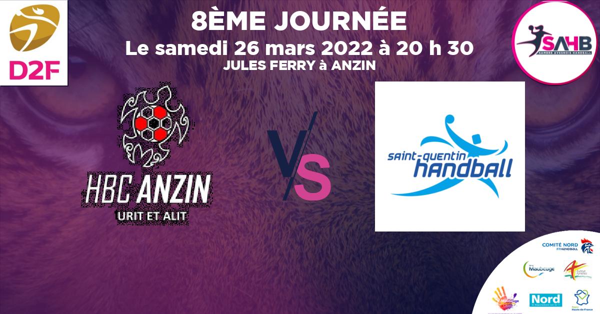 Nationale 3 féminine handball, ANZIN VS SAINT QUENTIN - JULES FERRY à ANZIN à 20 h 30