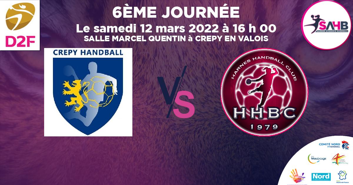Moins de 15 ans Féminine - Région handball, CREPY EN VALOIS VS HARNES - SALLE MARCEL QUENTIN à CREPY EN VALOIS à 16 h 00