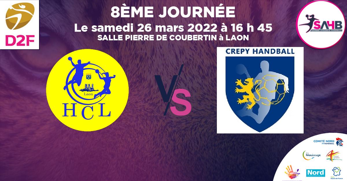 Moins de 15 ans Féminine - Région handball, LAON VS CREPY EN VALOIS - SALLE PIERRE DE COUBERTIN à LAON à 16 h 45