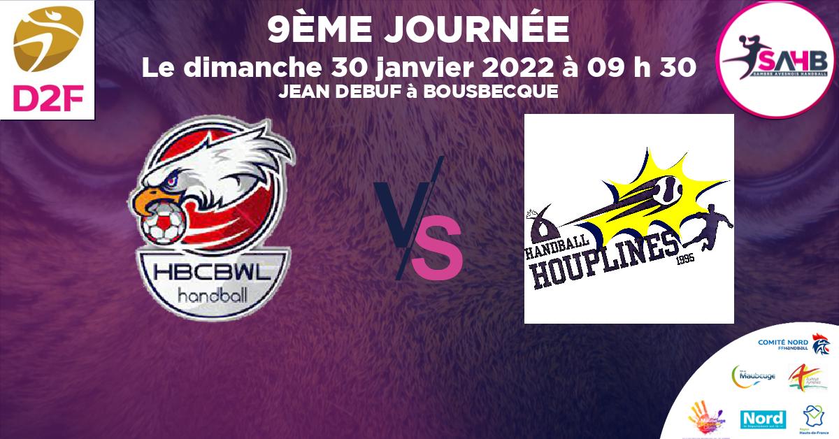 Moins de 18 ans Masculin - Département handball, BOUSBECQUE - WERVICQ VS HOUPLINES   ARMENTIERE U18M DPT Eq2 - JEAN DEBUF à BOUSBECQUE à 09 h 30