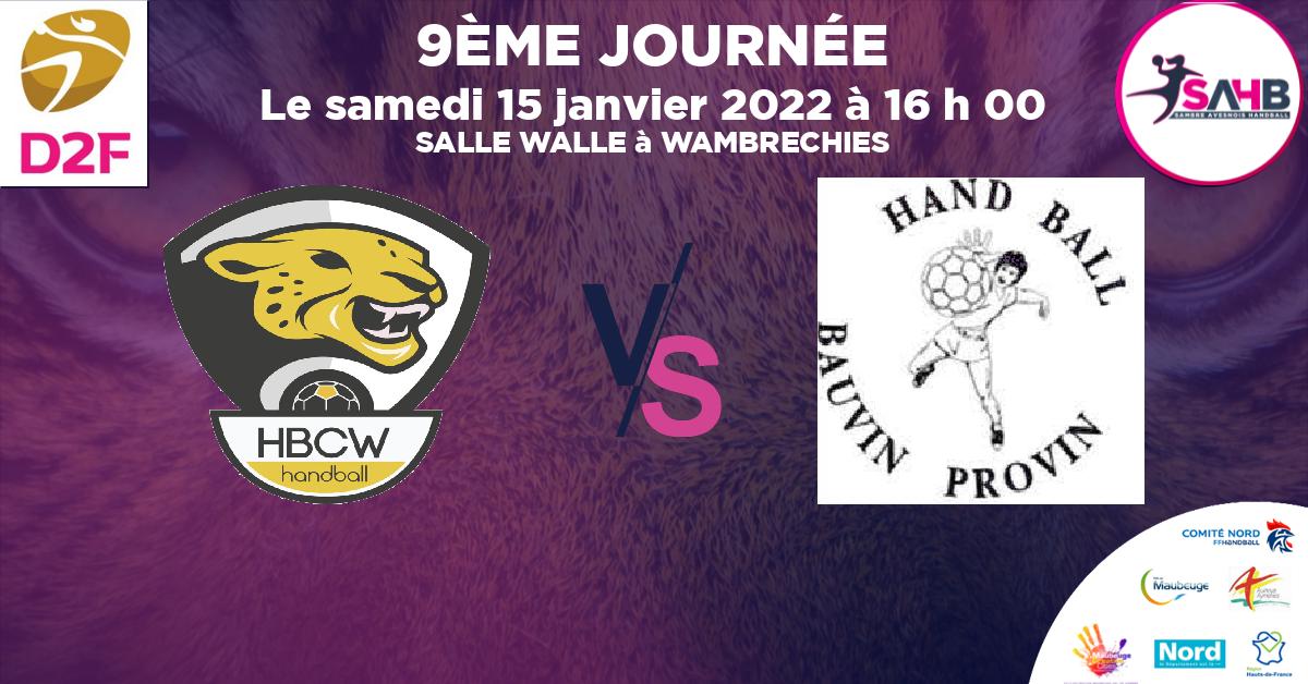 Moins de 18 ans Masculin - Département handball, WAMBRECHIES VS BAUVIN - PROVIN - SALLE WALLE à WAMBRECHIES à 16 h 00