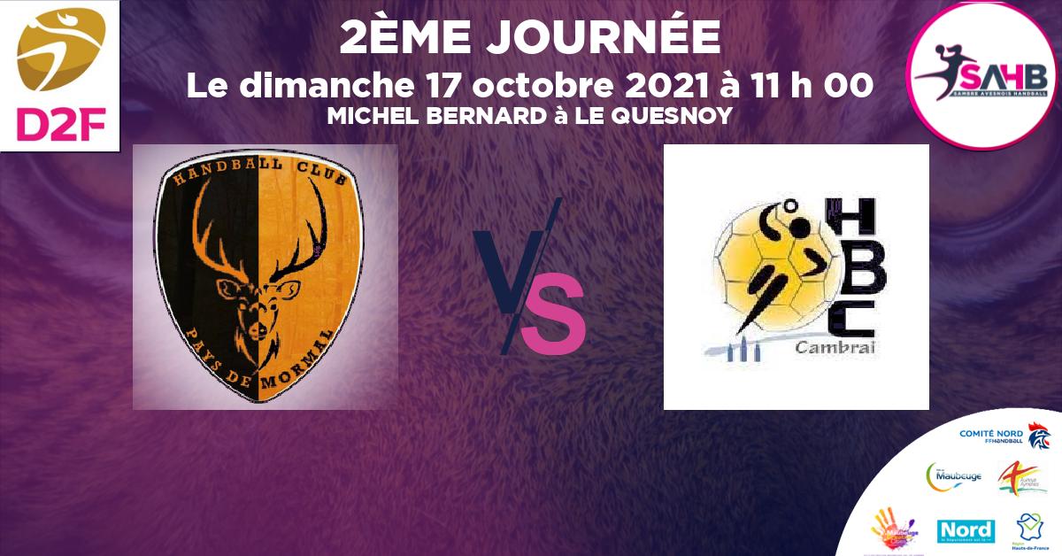 Moins de 18 ans Masculin - Département handball, PAYS DE MORMAL VS CAMBRAI - MICHEL BERNARD à LE QUESNOY à 11 h 00
