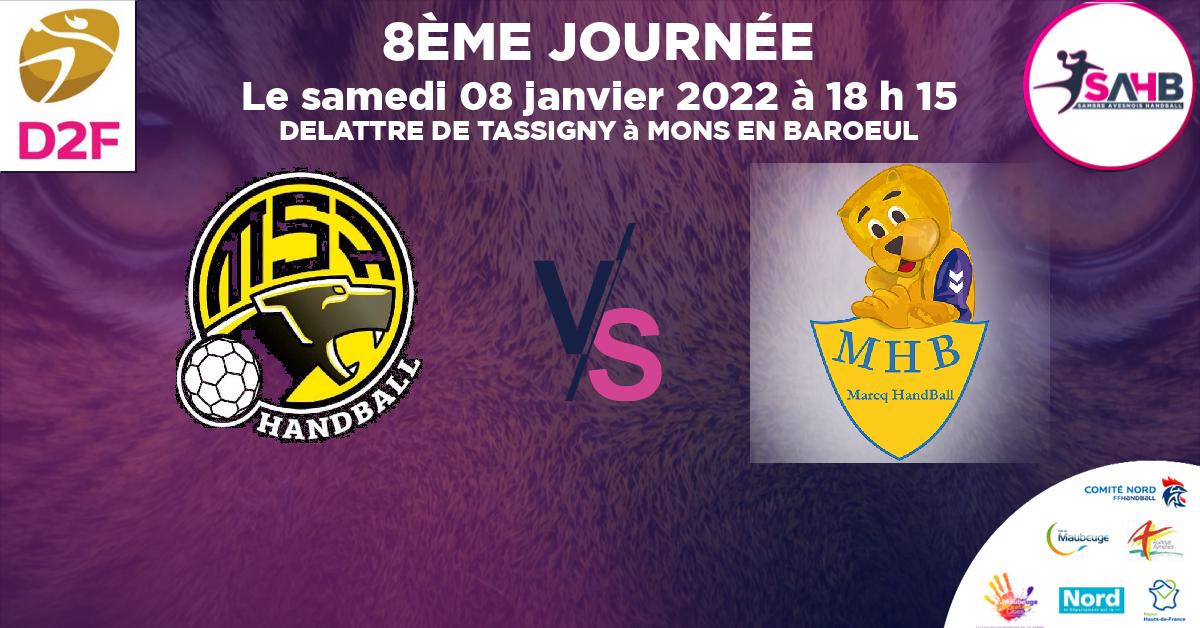 Moins de 18 ans Masculin - Département handball, MON'S'PORT VS MARCQ EN BAROEUL - DELATTRE DE TASSIGNY à MONS EN BAROEUL à 18 h 15