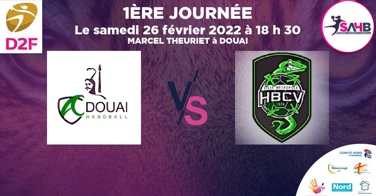 Moins de 18 ans Masculin - Département handball, DOUAI VS VILLENEUVE D’ASCQ - MARCEL THEURIET à DOUAI à 18 h 30
