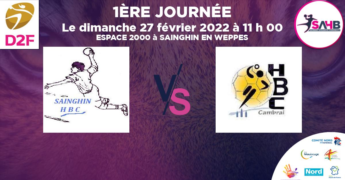 Moins de 18 ans Masculin - Département handball, SAINGHIN EN WEPPE VS CAMBRAI - ESPACE 2000 à SAINGHIN EN WEPPES à 11 h 00