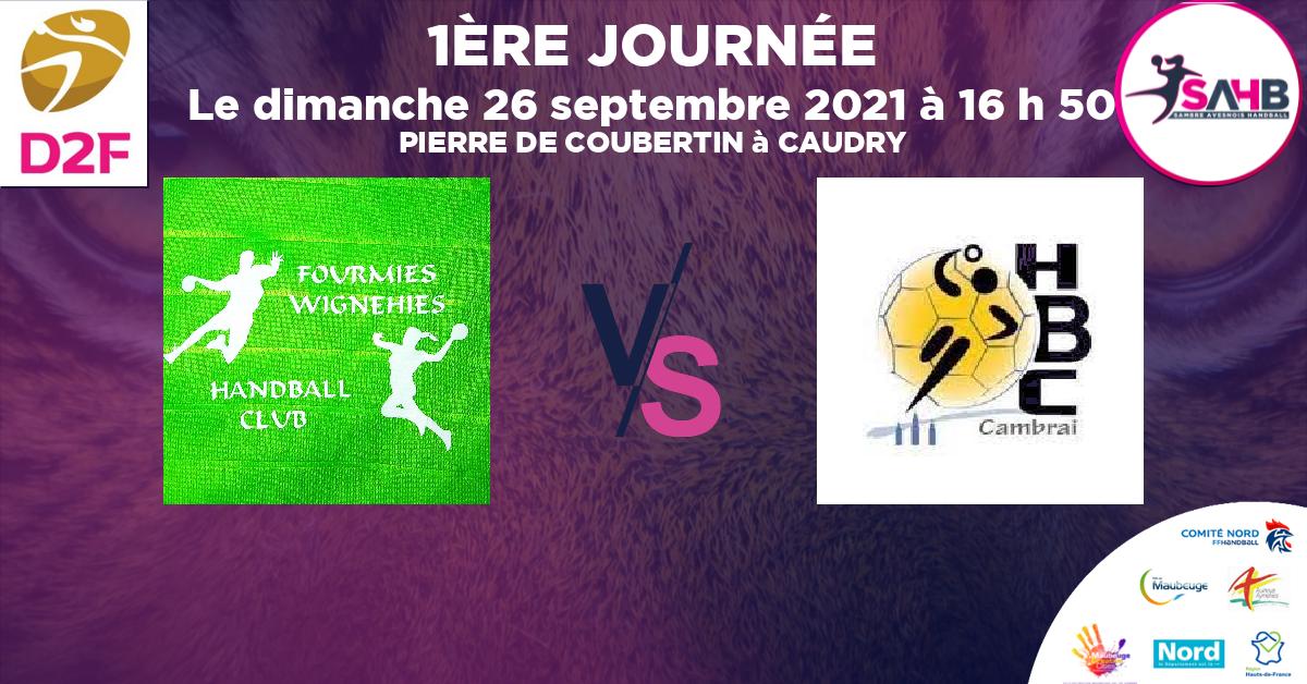 Moins de 15 ans Masculin - Département handball, FOURMIES - WIGNEHIES VS CAMBRAI - PIERRE DE COUBERTIN à CAUDRY à 16 h 50