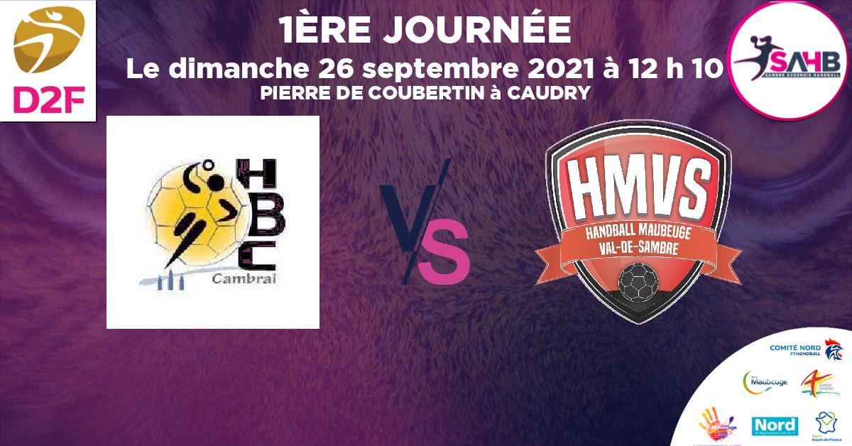 Moins de 15 ans Masculin - Département handball, CAMBRAI VS MAUBEUGE VAL DE SAMBRE - PIERRE DE COUBERTIN à CAUDRY à 12 h 10