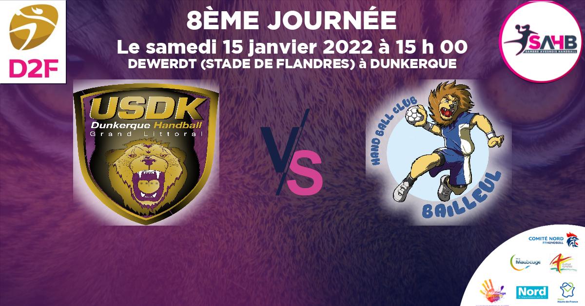 Moins de 15 ans Masculin - Département handball, DUNKERQUE VS BAILLEUL - DEWERDT (STADE DE FLANDRES) à DUNKERQUE à 15 h 00