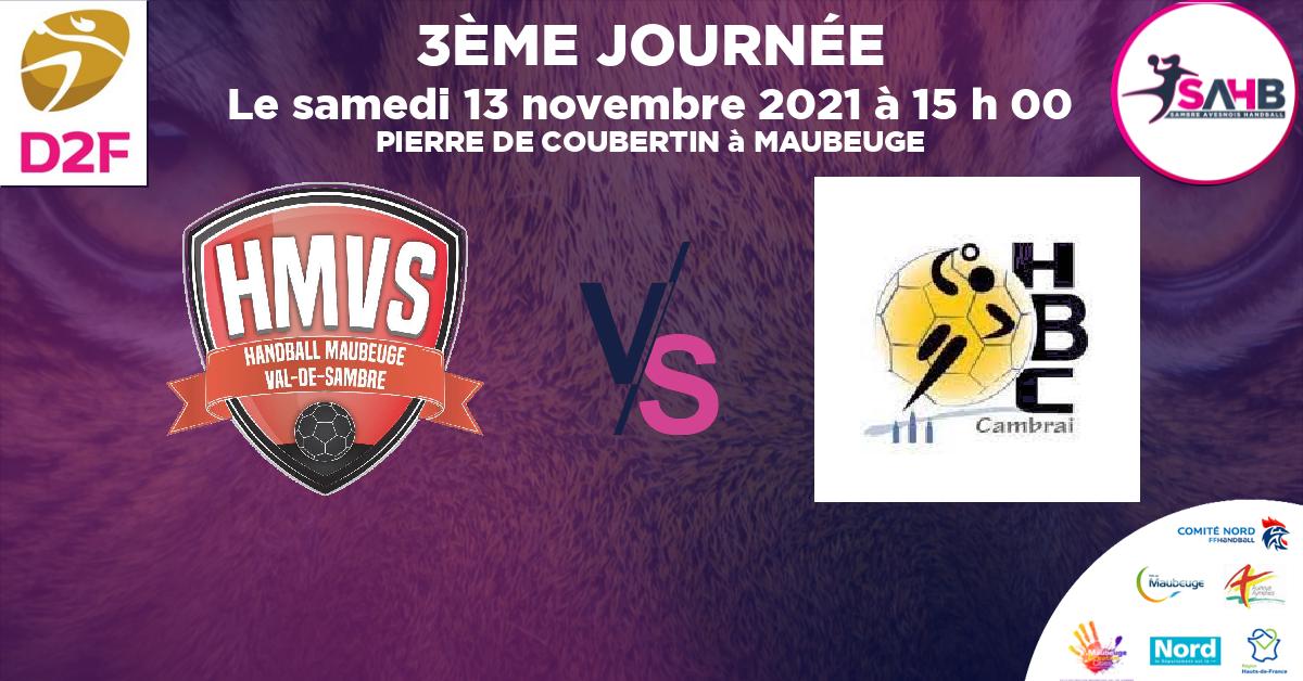 Moins de 15 ans Masculin - Département handball, MAUBEUGE VAL DE SAMBRE  VS CAMBRAI - PIERRE DE COUBERTIN à MAUBEUGE à 15 h 00