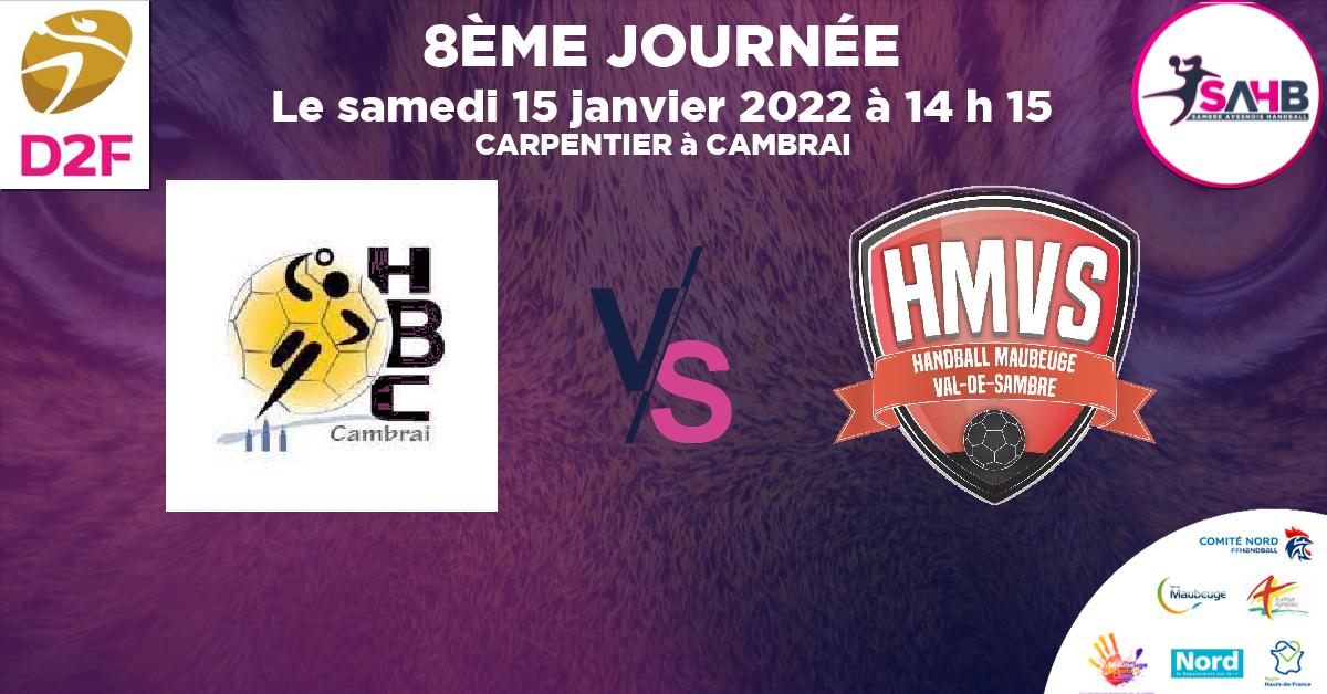 Moins de 15 ans Masculin - Département handball, CAMBRAI VS MAUBEUGE VAL DE SAMBRE - CARPENTIER à CAMBRAI à 14 h 15
