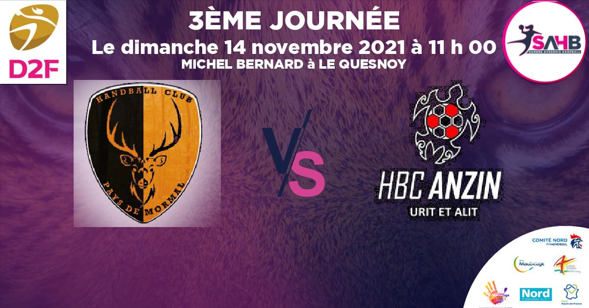 Moins de 15 ans Masculin - Département handball, PAYS DE MORMAL VS ANZIN - MICHEL BERNARD à LE QUESNOY à 11 h 00
