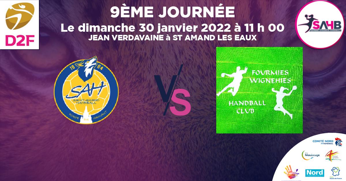 Moins de 15 ans Masculin - Département handball, ST AMAND LES EAUX VS FOURMIES - WIGNEHIES - JEAN VERDAVAINE à ST AMAND LES EAUX à 11 h 00