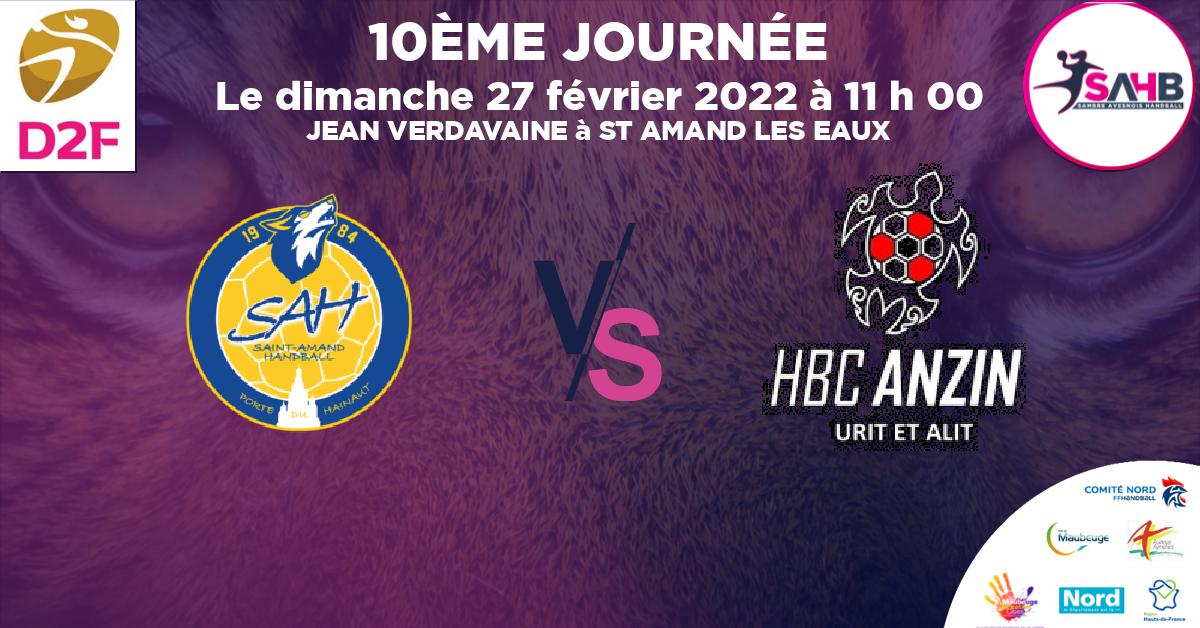 Moins de 15 ans Masculin - Département handball, ST AMAND LES EAUX VS ANZIN - JEAN VERDAVAINE à ST AMAND LES EAUX à 11 h 00