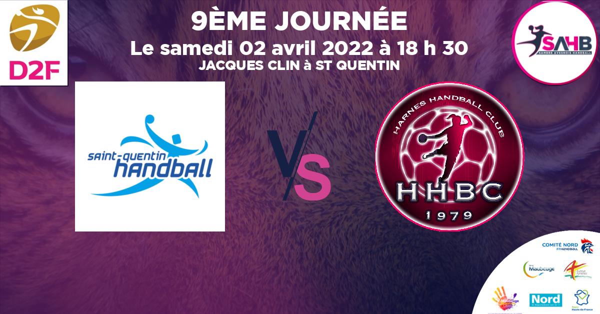 Nationale 3 féminine handball, SAINT QUENTIN VS HARNES - JACQUES CLIN à ST QUENTIN à 18 h 30