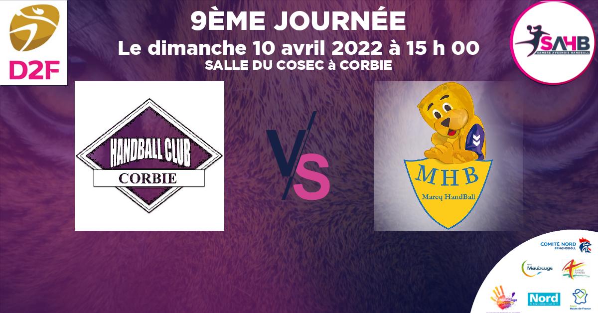 Moins de 18 ans Féminine - Région handball, CORBIE VS MARCQ - WATTRELOS - SALLE DU COSEC à CORBIE à 15 h 00